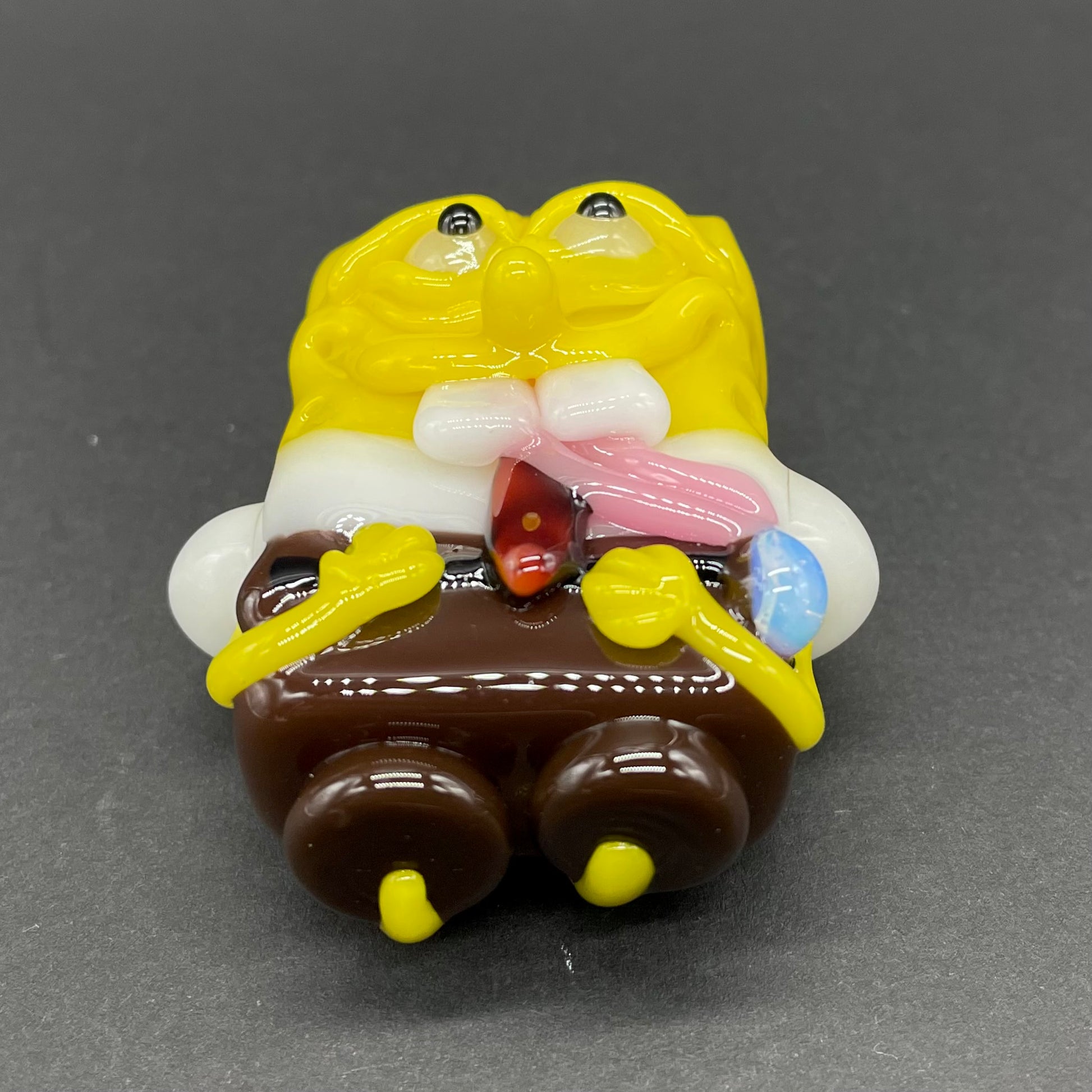 Hand-blown Sponge bob square pants glass pendant - Leviathan Glass original