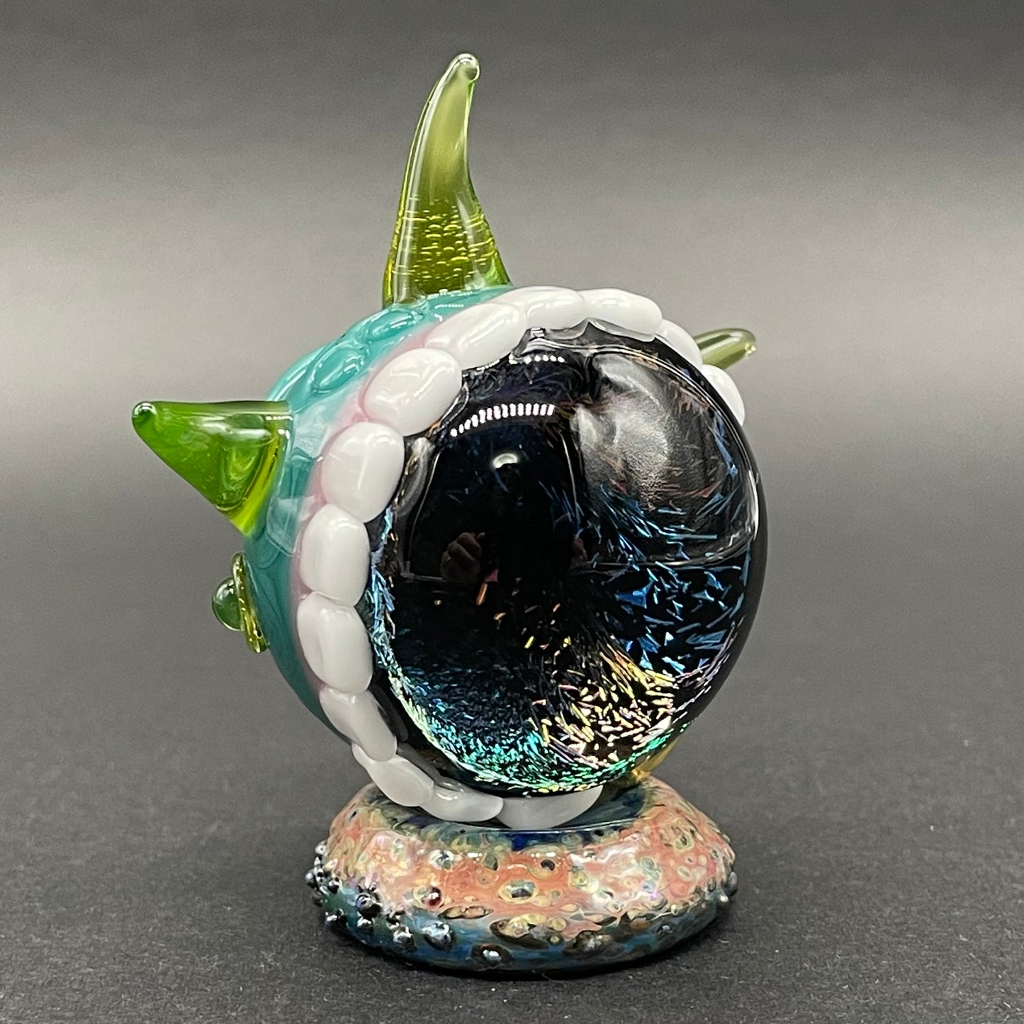 Hand-blown Hungry Dichroic marble - Leviathan Glass original