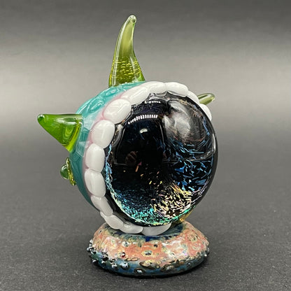 Hand-blown Hungry Dichroic marble - Leviathan Glass original