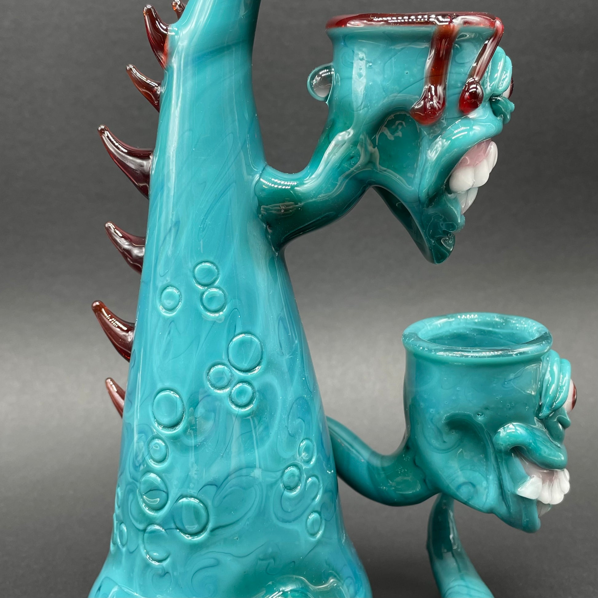 Hand-blown 3 headed downdraft incense burner - Leviathan Glass original