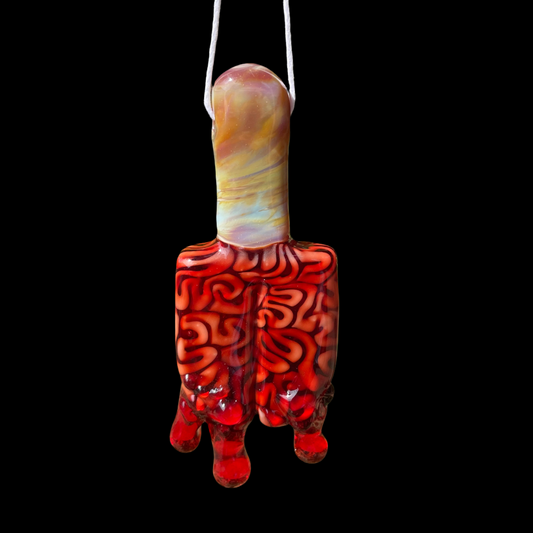 Hand-blown glass Dreamsicle pendant by Leviathan Glass
