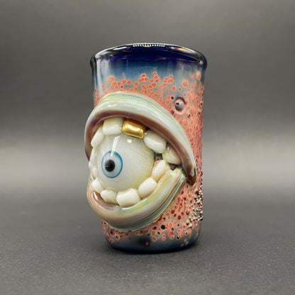 Hand-blown glass Lemmy kilmister shot glass by Leviathan Glass