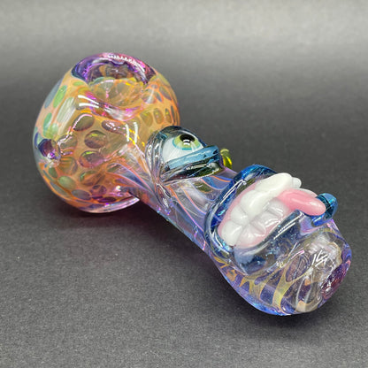 Hand-blown UV inside out spoon - Leviathan Glass original