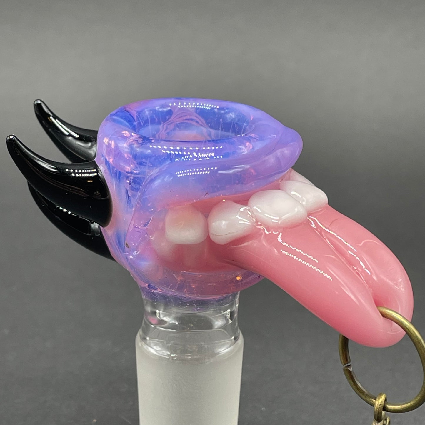 Leviathan Glass 18mm 4 hole Pierced tongue slide - hand-blown art