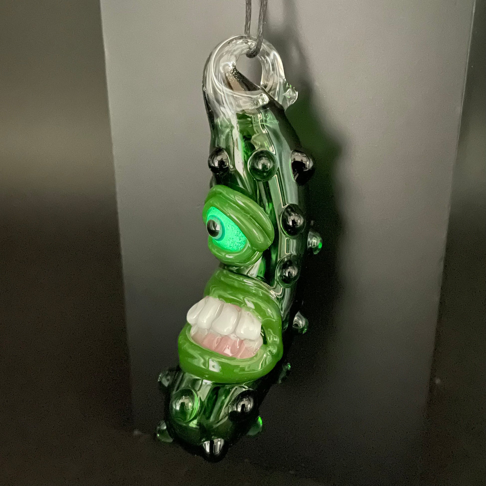 Hand-blown Pickle Rick - Leviathan Glass original