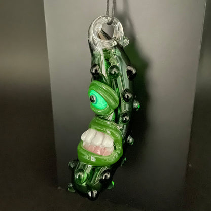 Hand-blown Pickle Rick - Leviathan Glass original