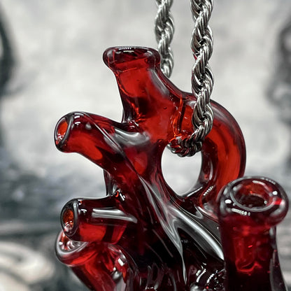 Hand-blown Anatomical cyclops heart pendant - Leviathan Glass original
