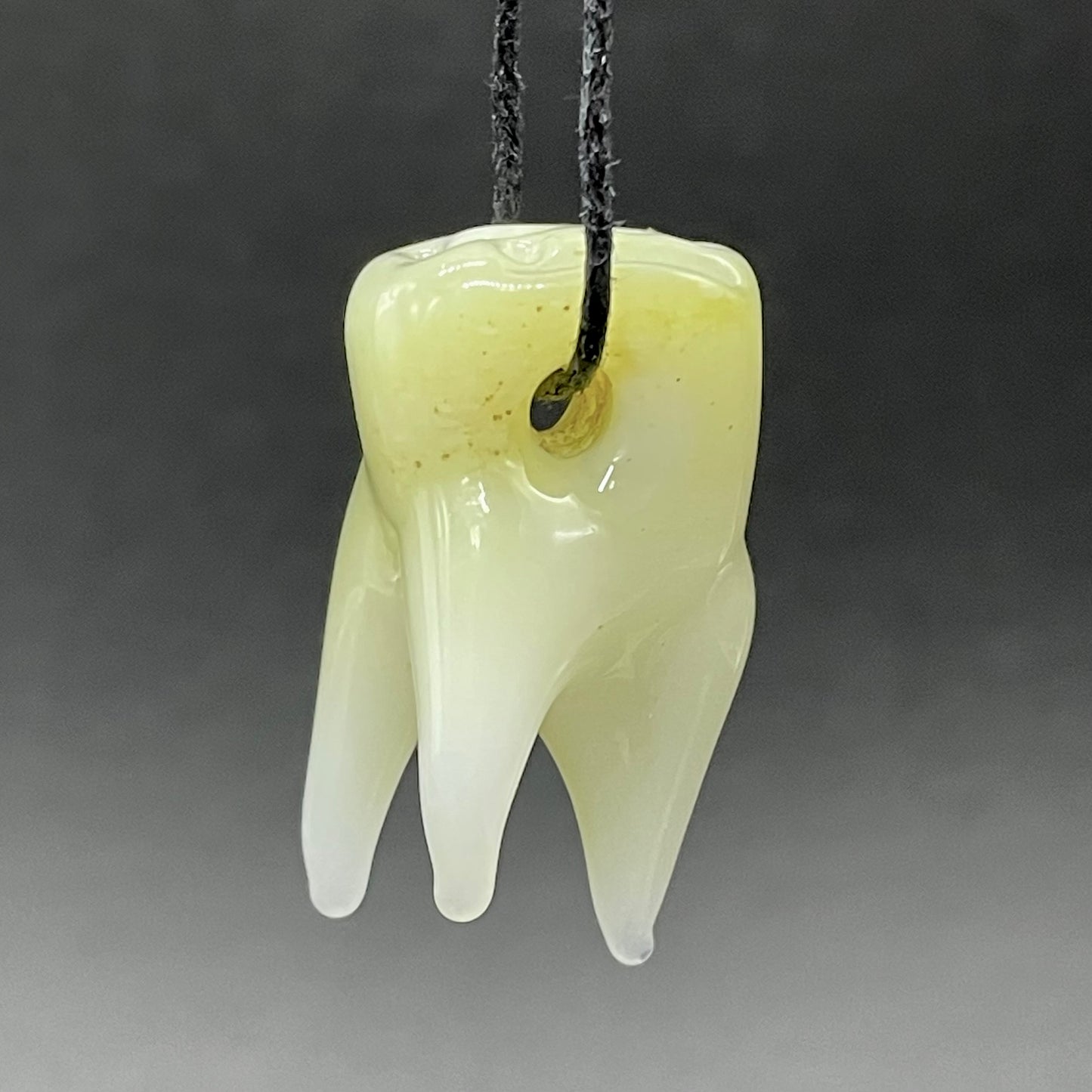 3 glass tooth beads glass art - premium handcrafted piece