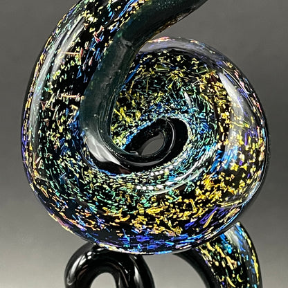 Dichroic rainbow sparkle snake pendant glass art - premium handcrafted piece