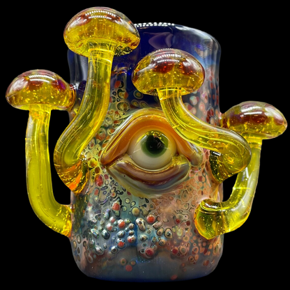 Hand-blown glass Yellow mushroom shot glass by Leviathan Glass