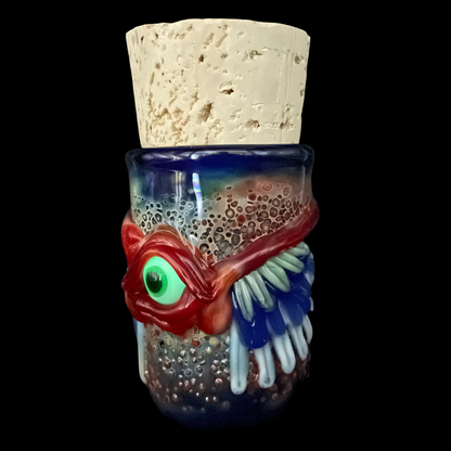 Hand-blown Winged phoenix cork jar - Leviathan Glass original