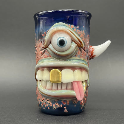 Cyclops shot glass detail view - premium glass art