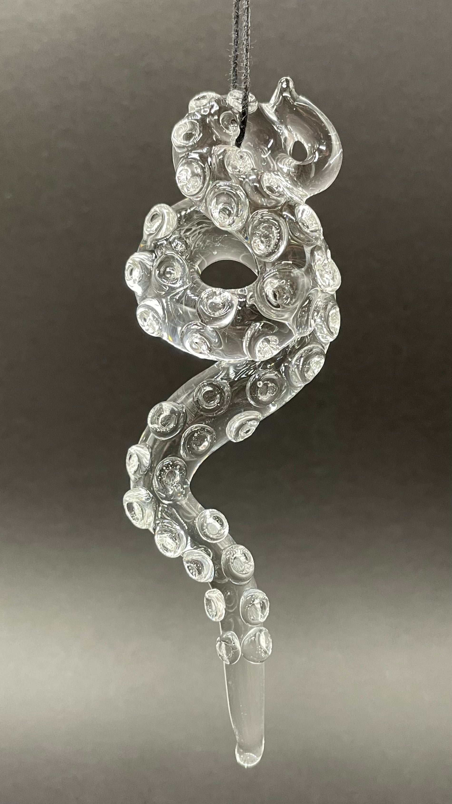 3 clear tentacle ornaments craftsmanship - artisan glass work