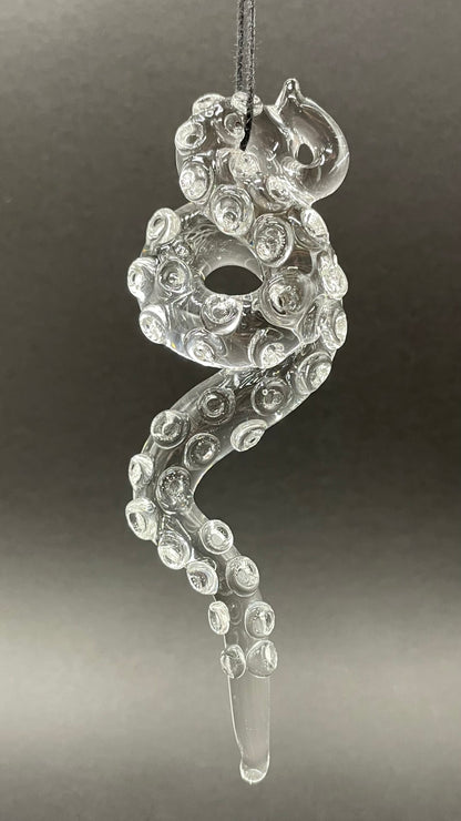 3 clear tentacle ornaments craftsmanship - artisan glass work