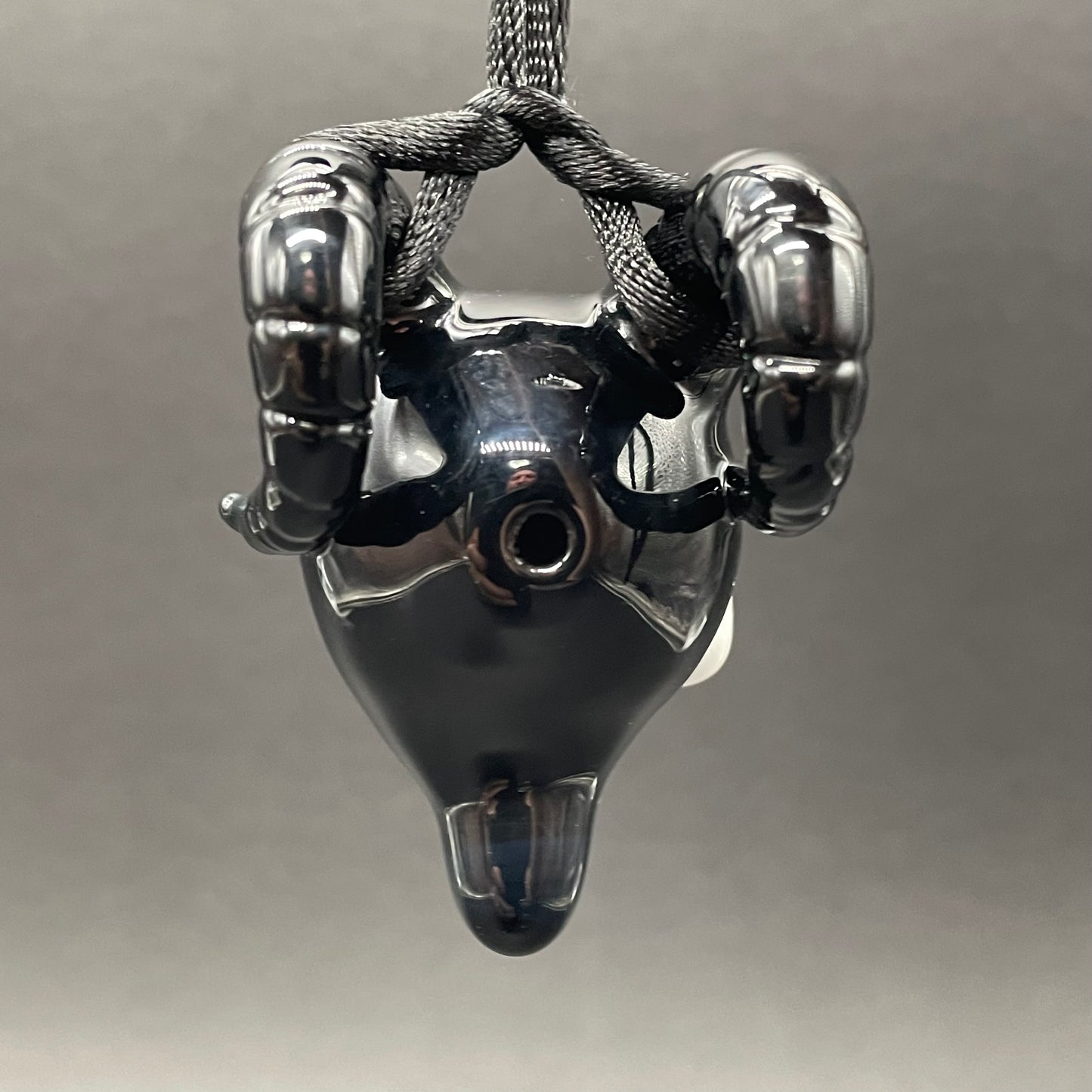 Artisan glass Evil elf with rams horns - detailed craftsmanship
