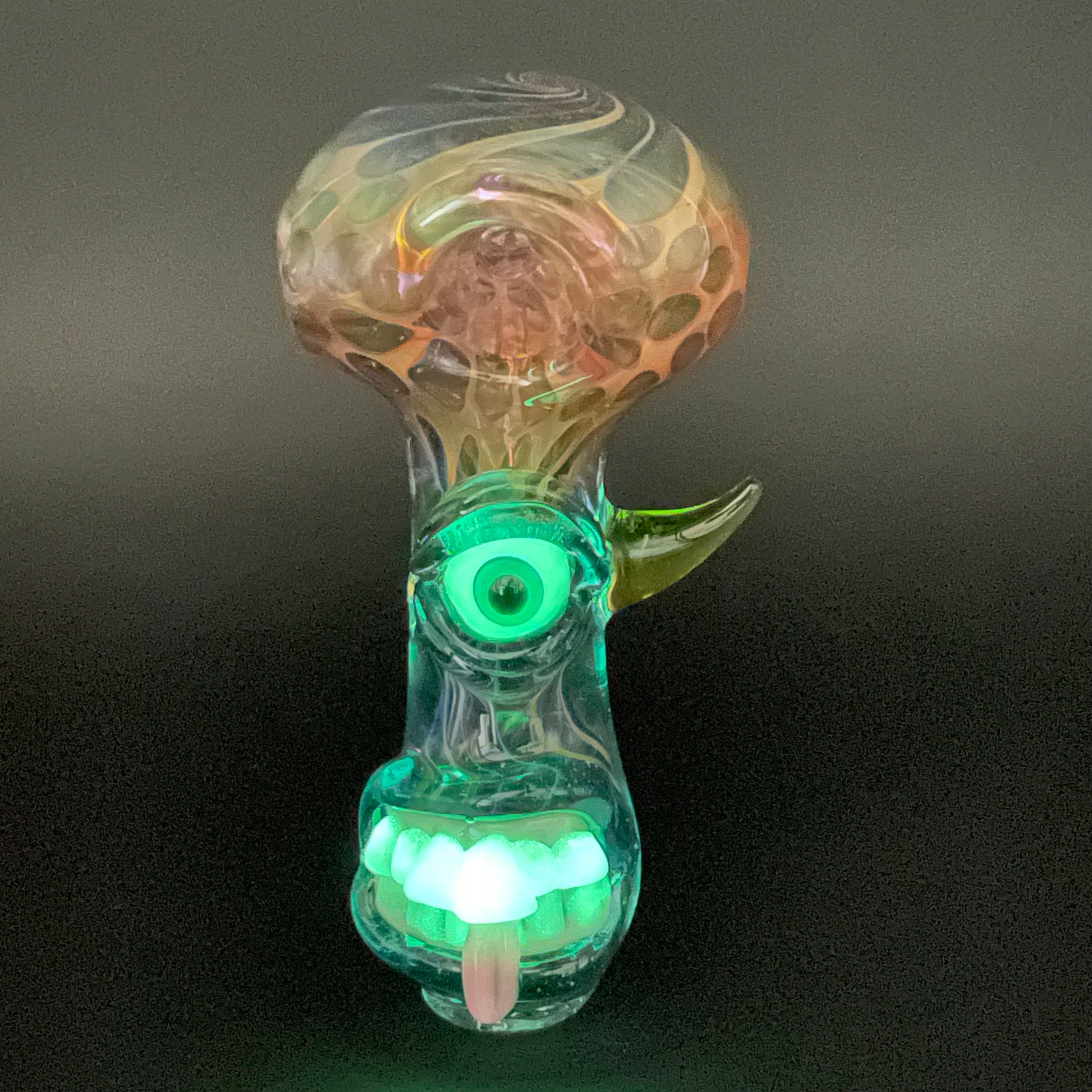 Hand-blown UV inside out spoon - Leviathan Glass original