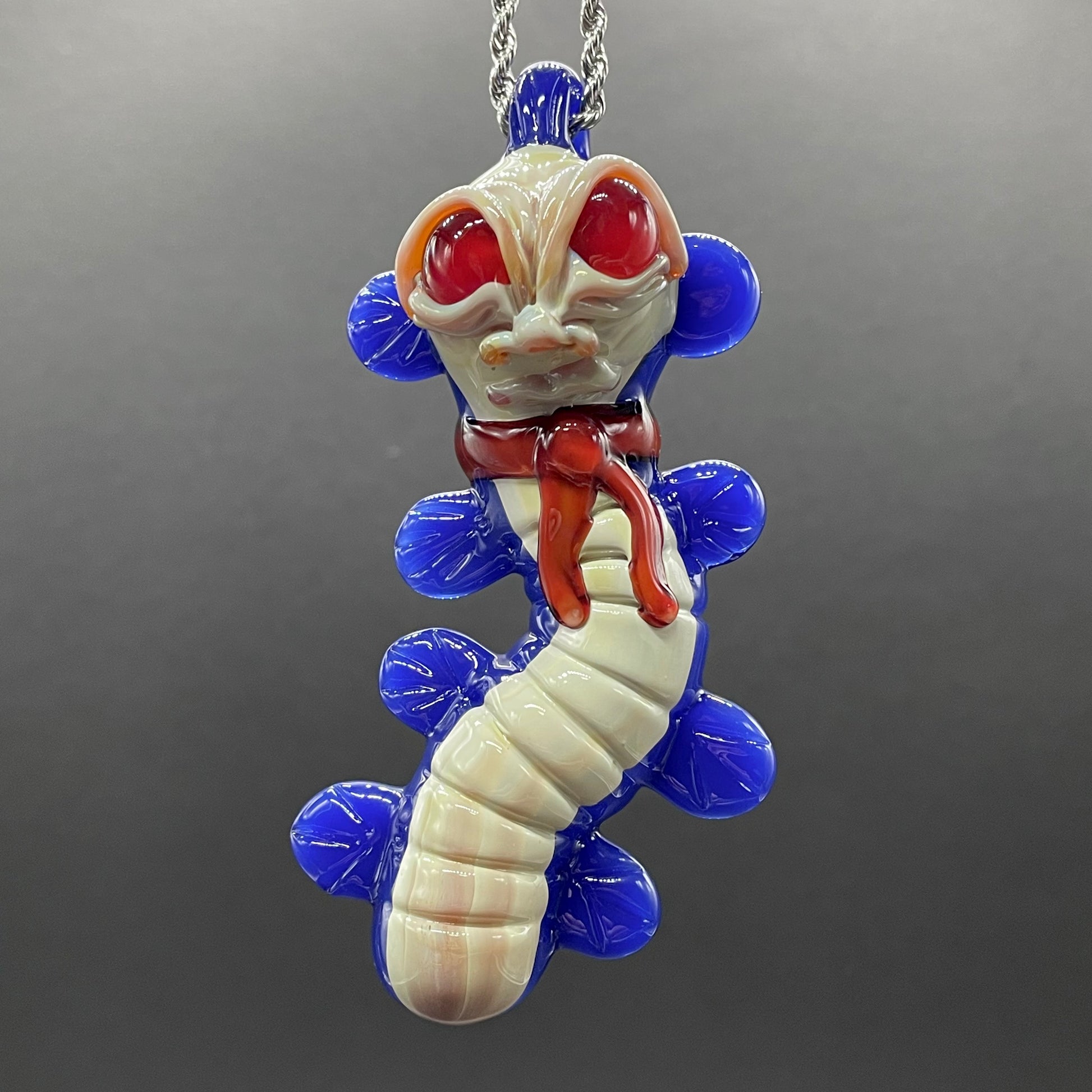 Artisan glass Labyrinth worm pendant - detailed craftsmanship
