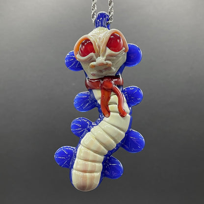Artisan glass Labyrinth worm pendant - detailed craftsmanship