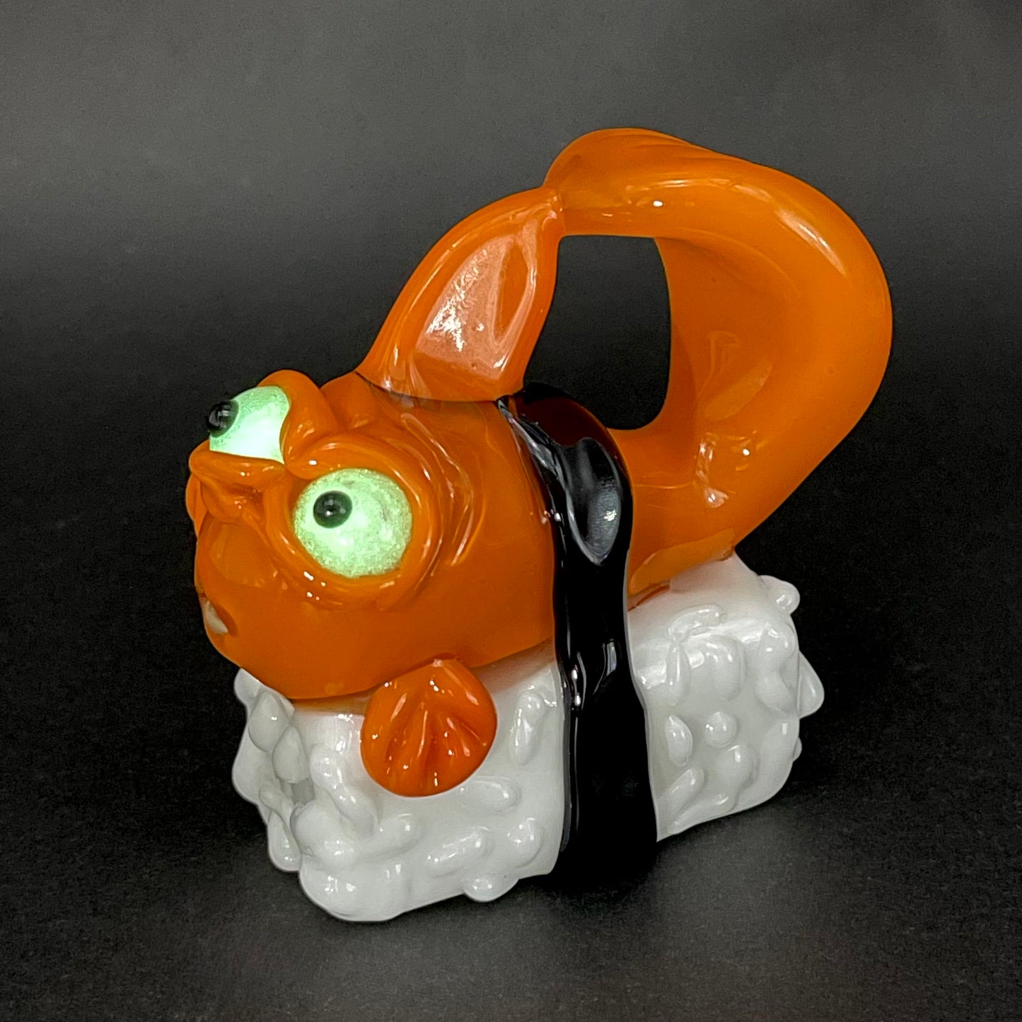 Mutant three eyed fish sushi glass pendant