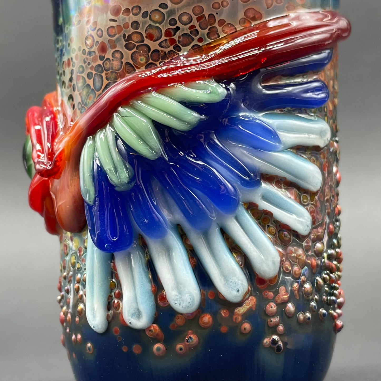 Winged phoenix cork jar craftsmanship - artisan glass work