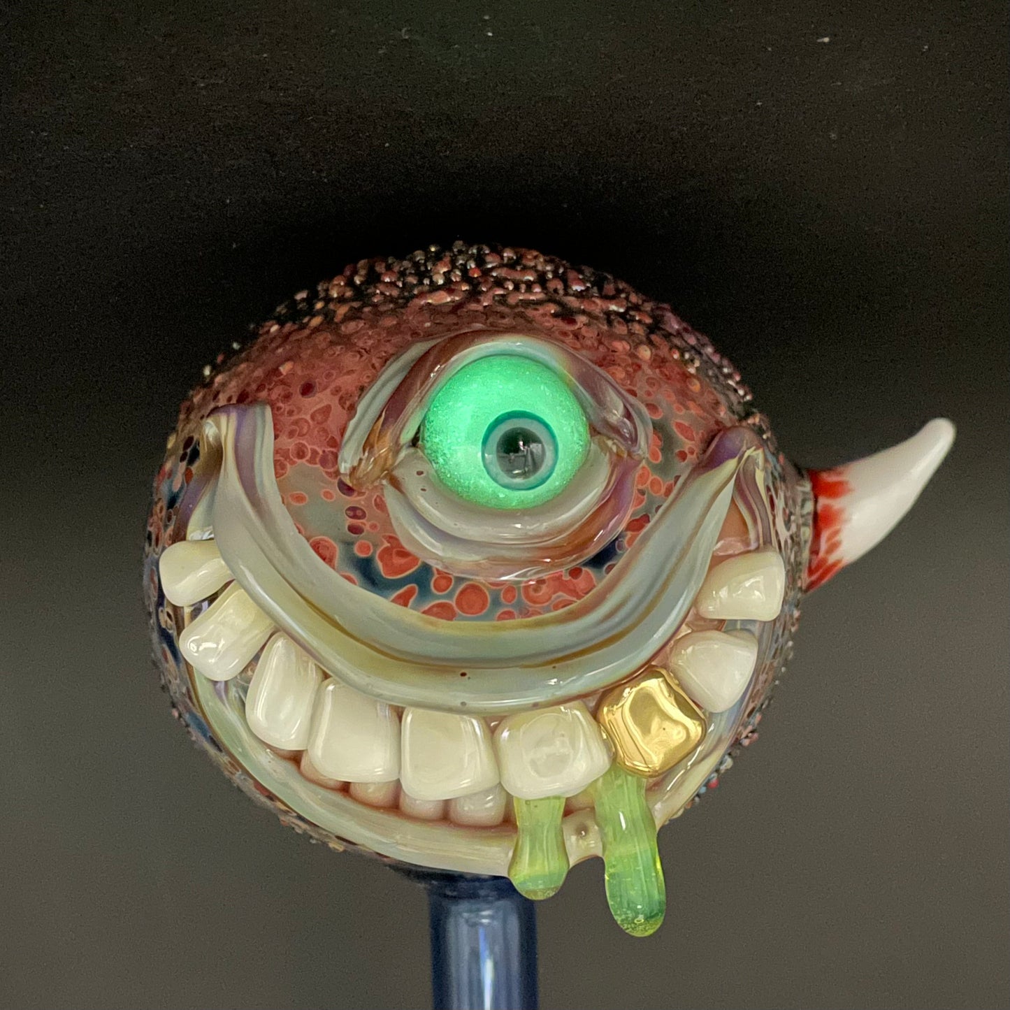 Hand blown glass monster watering globe