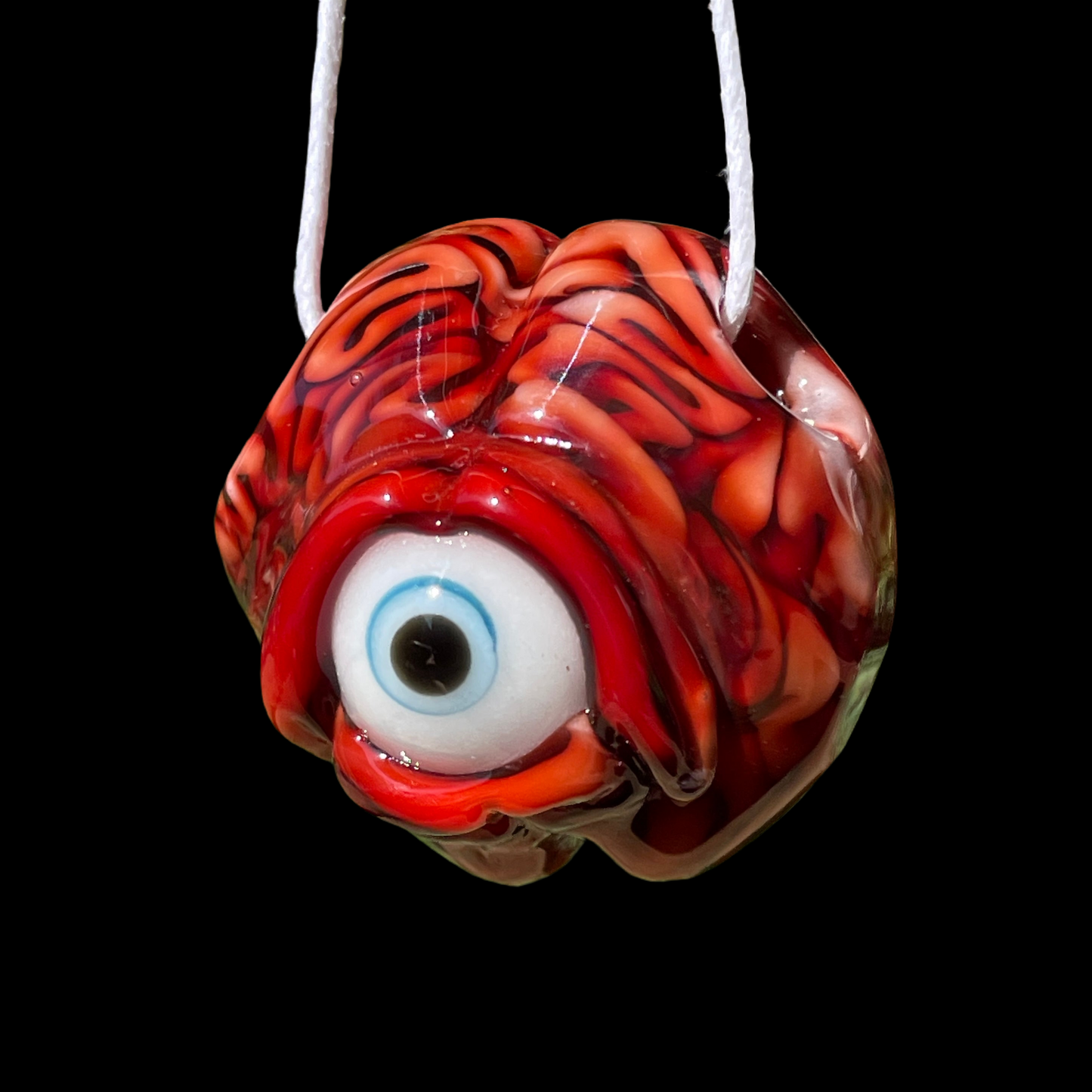 Hand-blown glass Cyclops brain pendant by Leviathan Glass