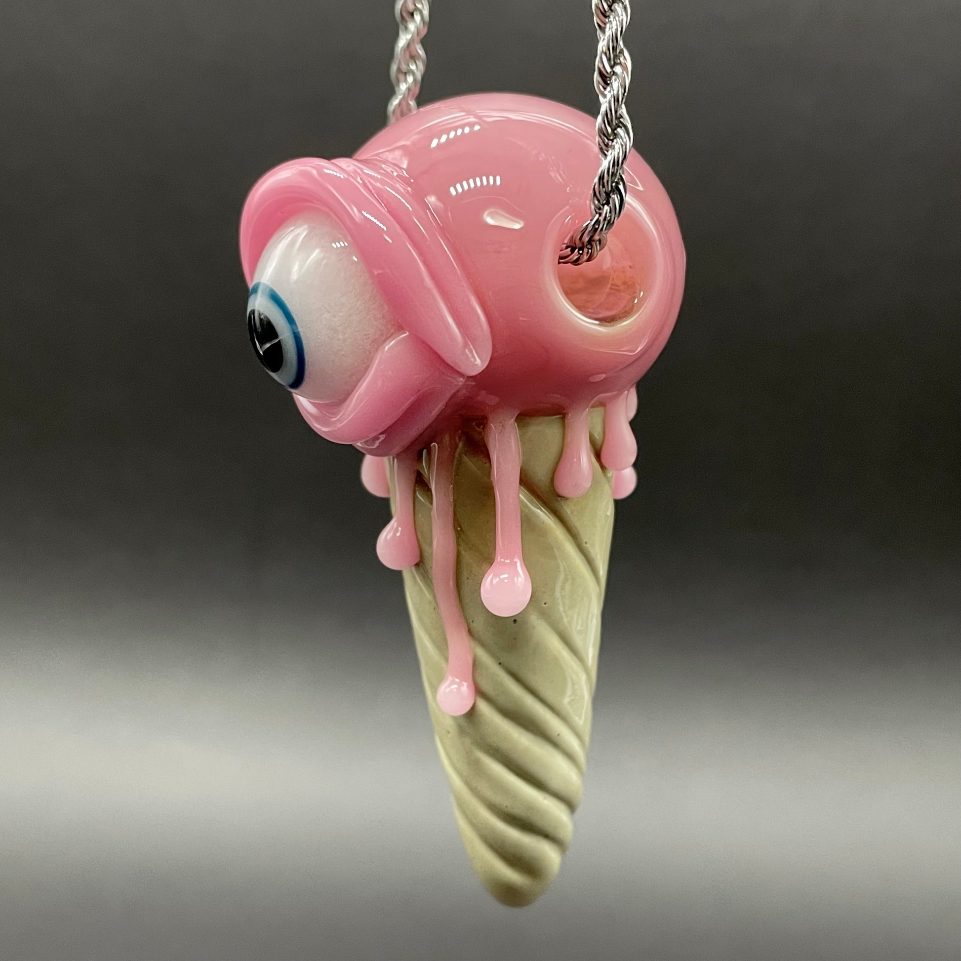 Eye scream cone pendant glass art - premium handcrafted piece