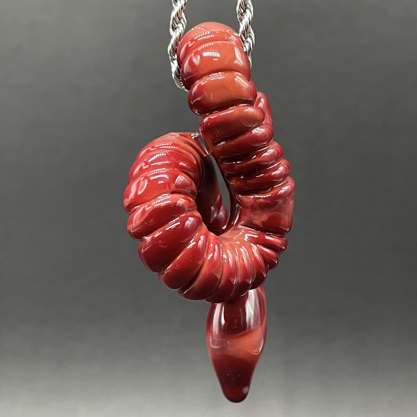 Leviathan Glass glass earthworm pendant - hand-blown art