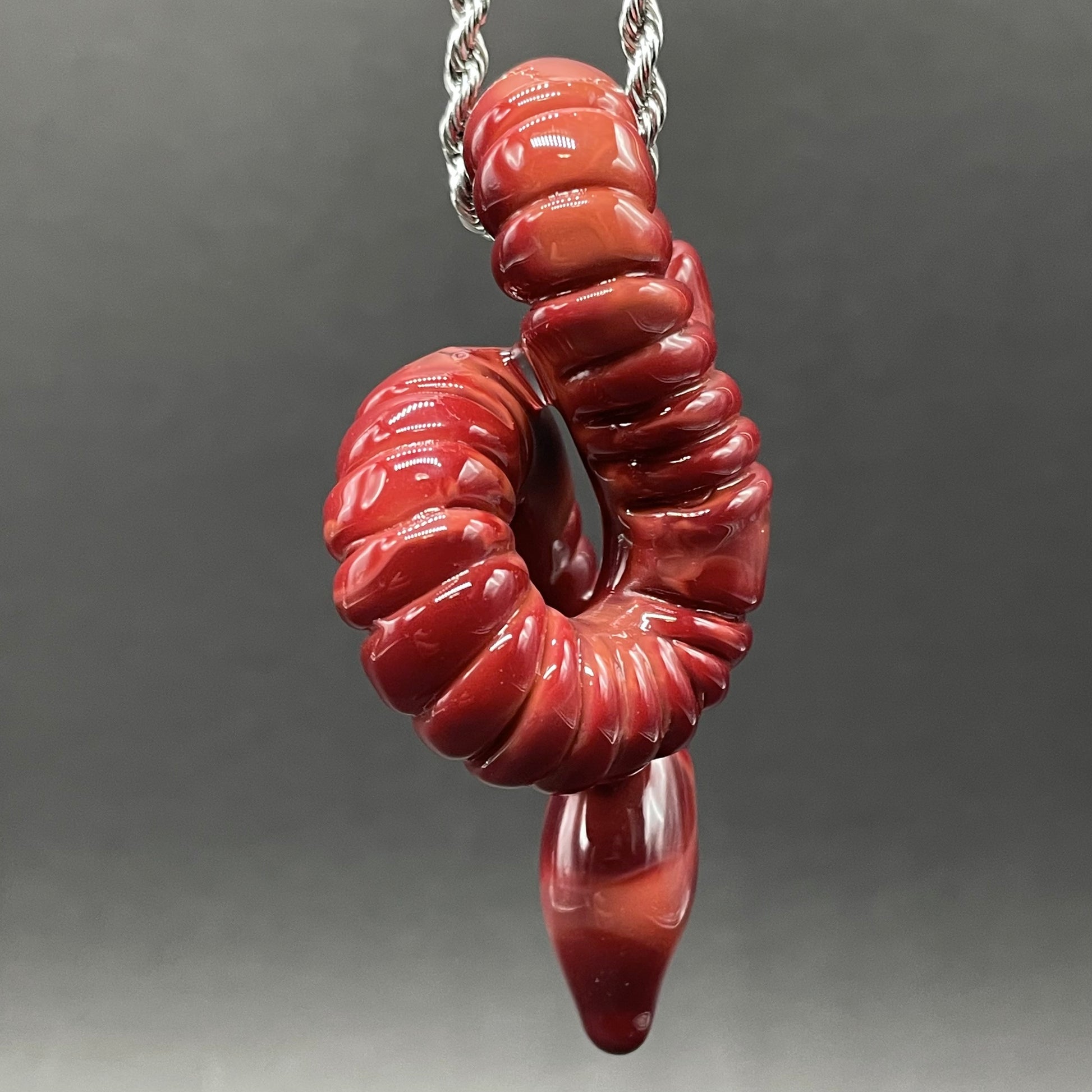 Leviathan Glass glass earthworm pendant - hand-blown art