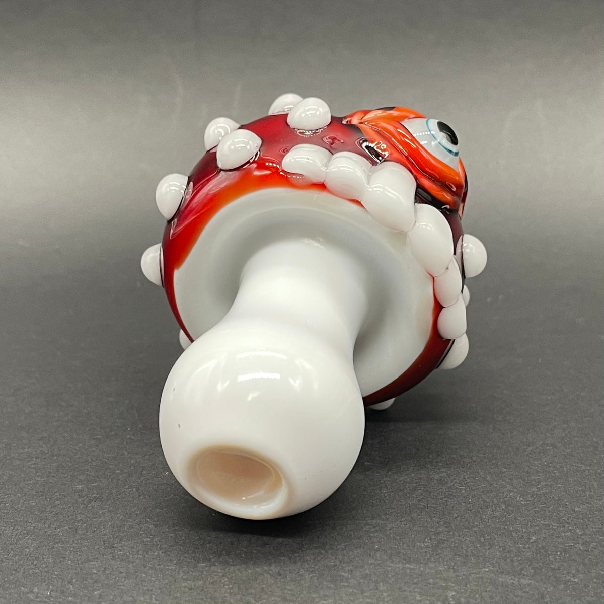 Hand-blown glass Cyclops mushroom ornament by Leviathan Glass