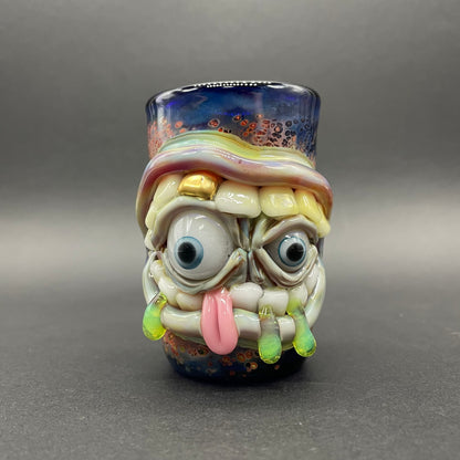 Hand-blown glass Hungry eyes monster shot glass by Leviathan Glass