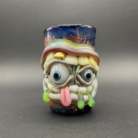 Hand-blown glass Hungry eyes monster shot glass by Leviathan Glass