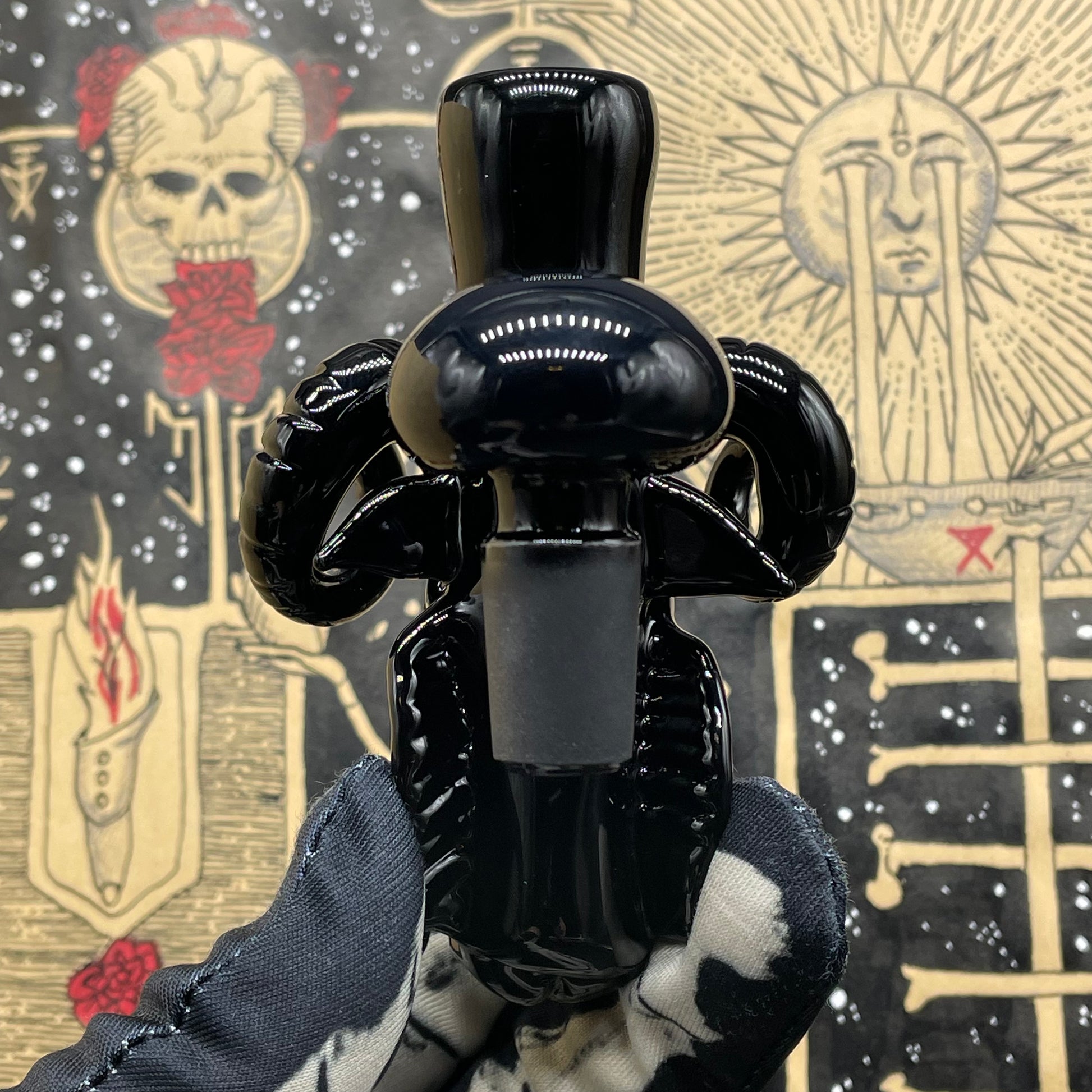 Hand-blown 14mm black Philip ash catcher - Leviathan Glass original