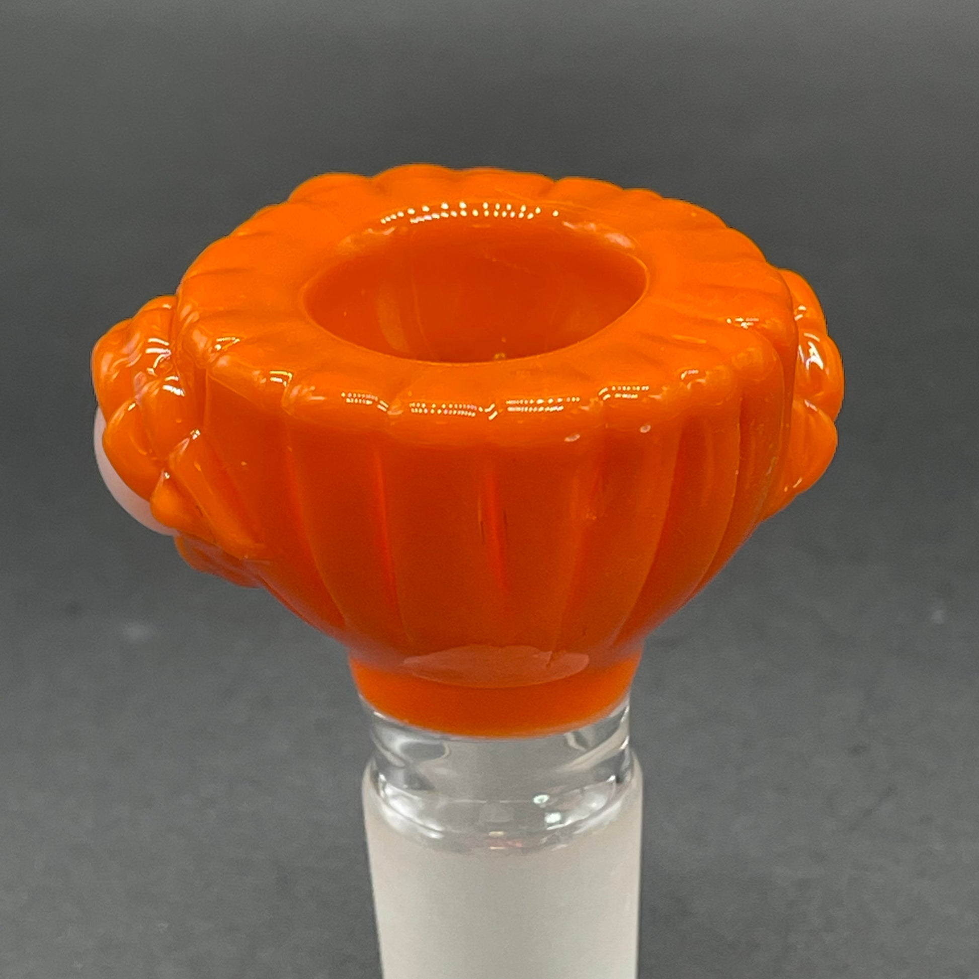Hand-blown 18mm screaming pumpkin slide - Leviathan Glass original