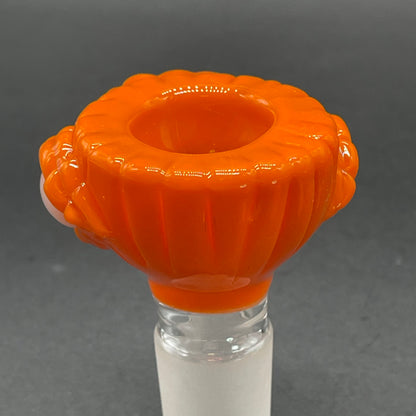 Hand-blown 18mm screaming pumpkin slide - Leviathan Glass original