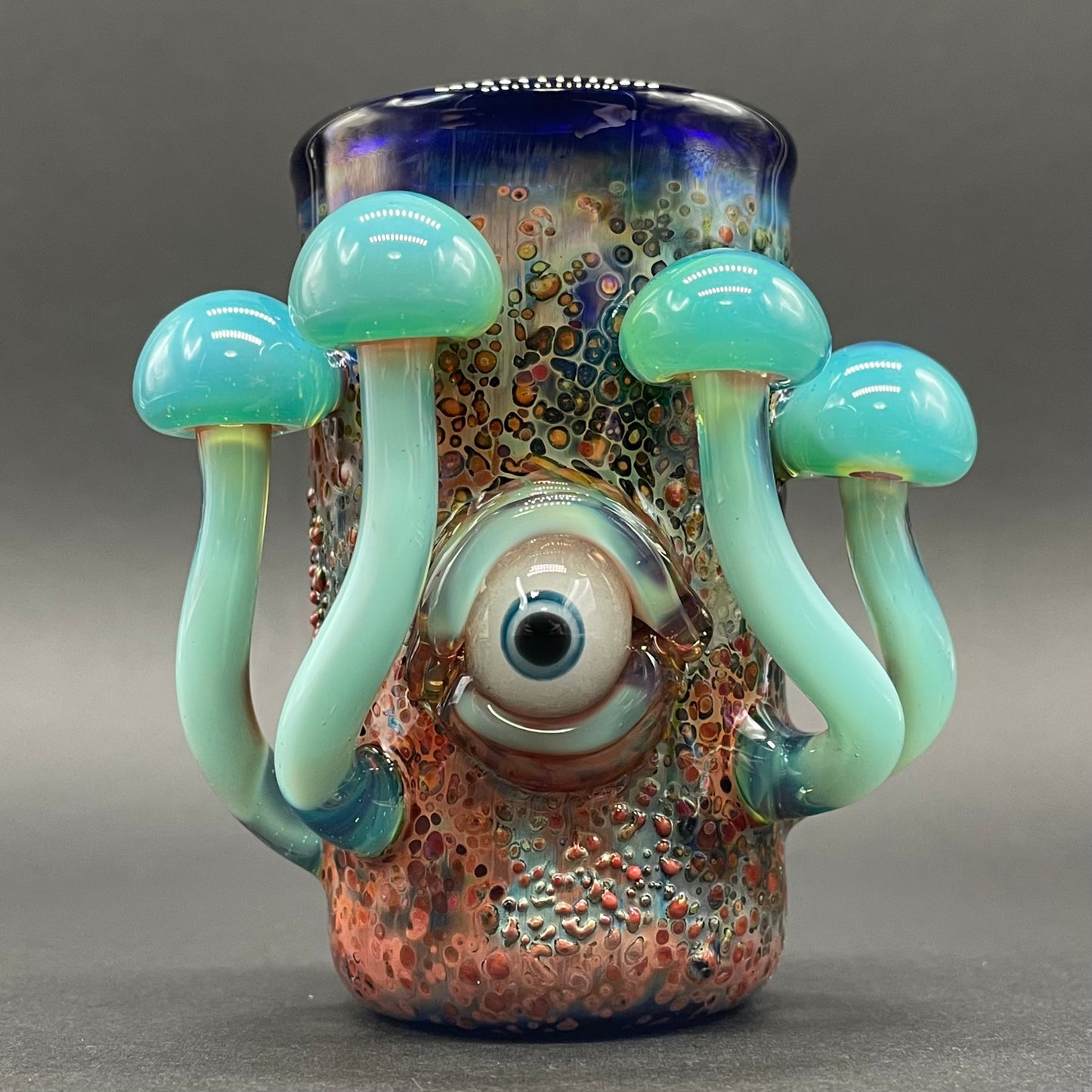 Marina mushroom shot glass detail view - premium glass art