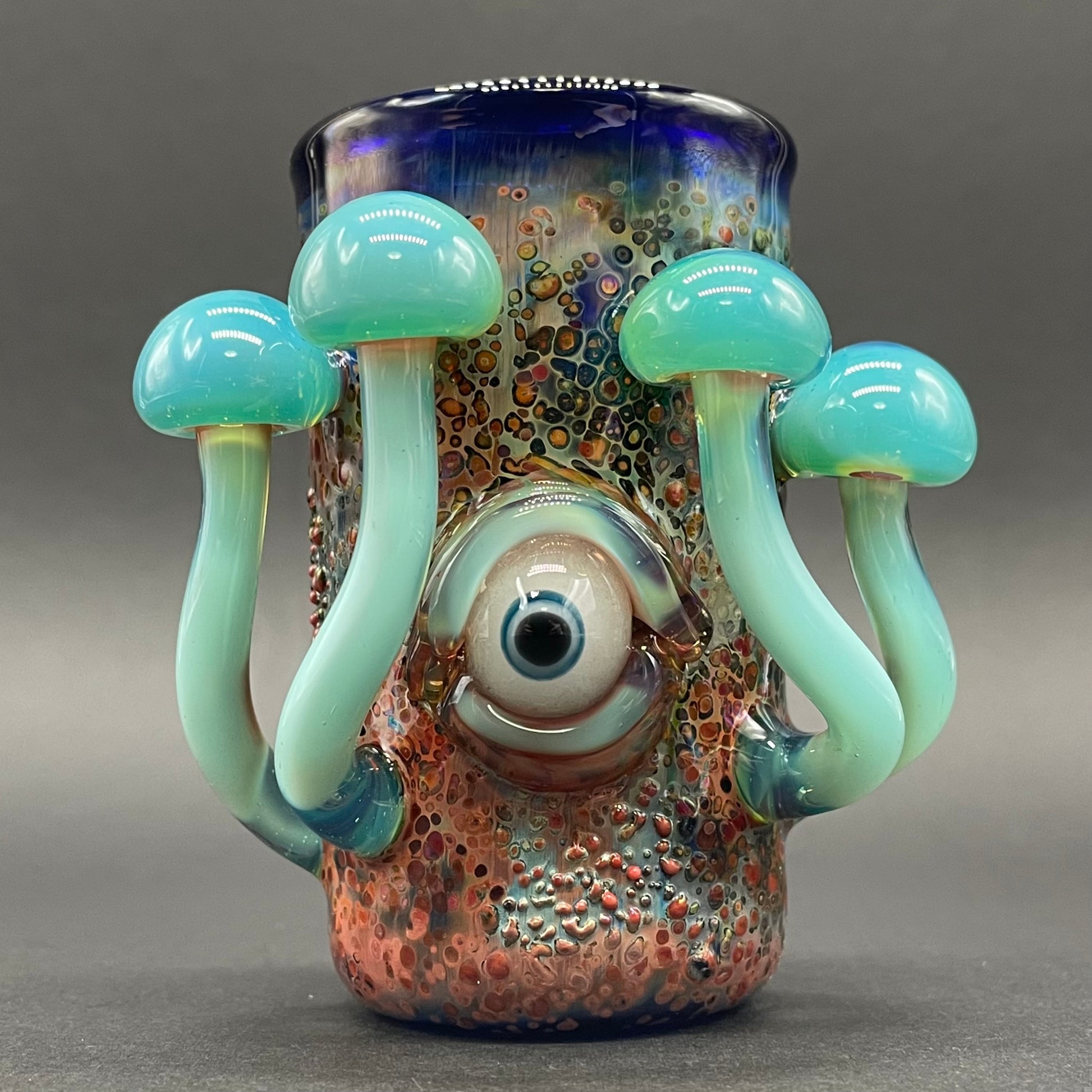 Marina mushroom shot glass detail view - premium glass art