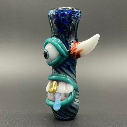 Leviathan Glass Gold fumed cyclops Chillum - hand-blown art