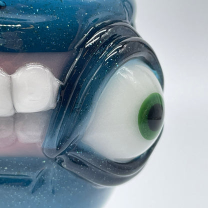 14mm 4 hole Too many teeth slide glass art - premium handcrafted piece