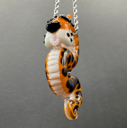 Hand-blown Slithering Chester Cheetah glass pendant - Leviathan Glass original
