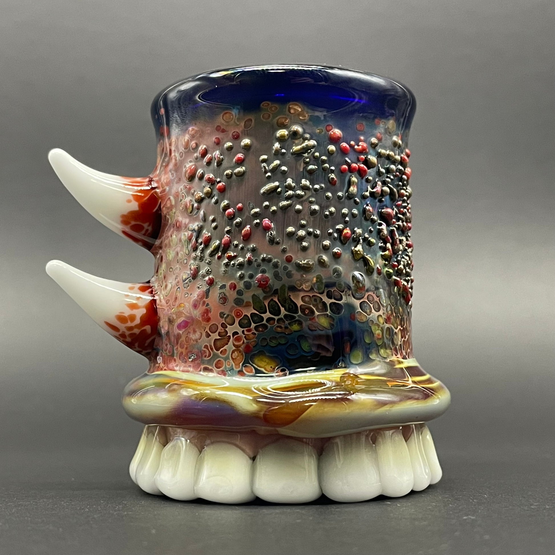Hand-blown chompers shot glass with a mouth full of teeth - Leviathan Glass original