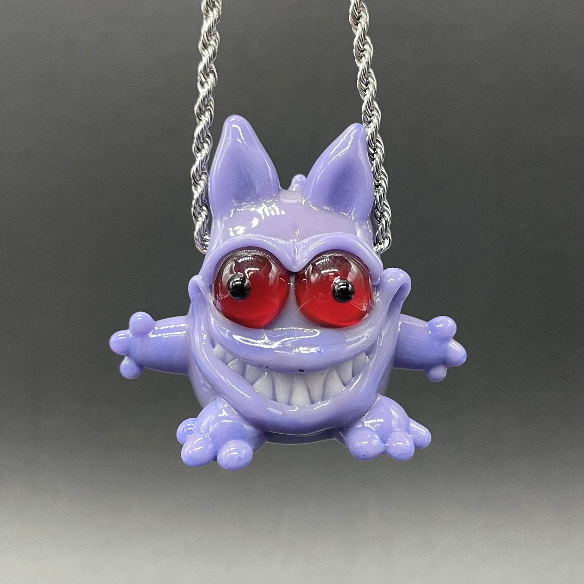 Hand-blown Gengar Pokémon glass pendant - Leviathan Glass original