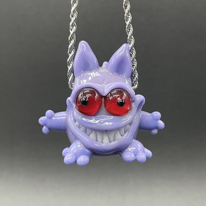 Hand-blown Gengar Pokémon glass pendant - Leviathan Glass original