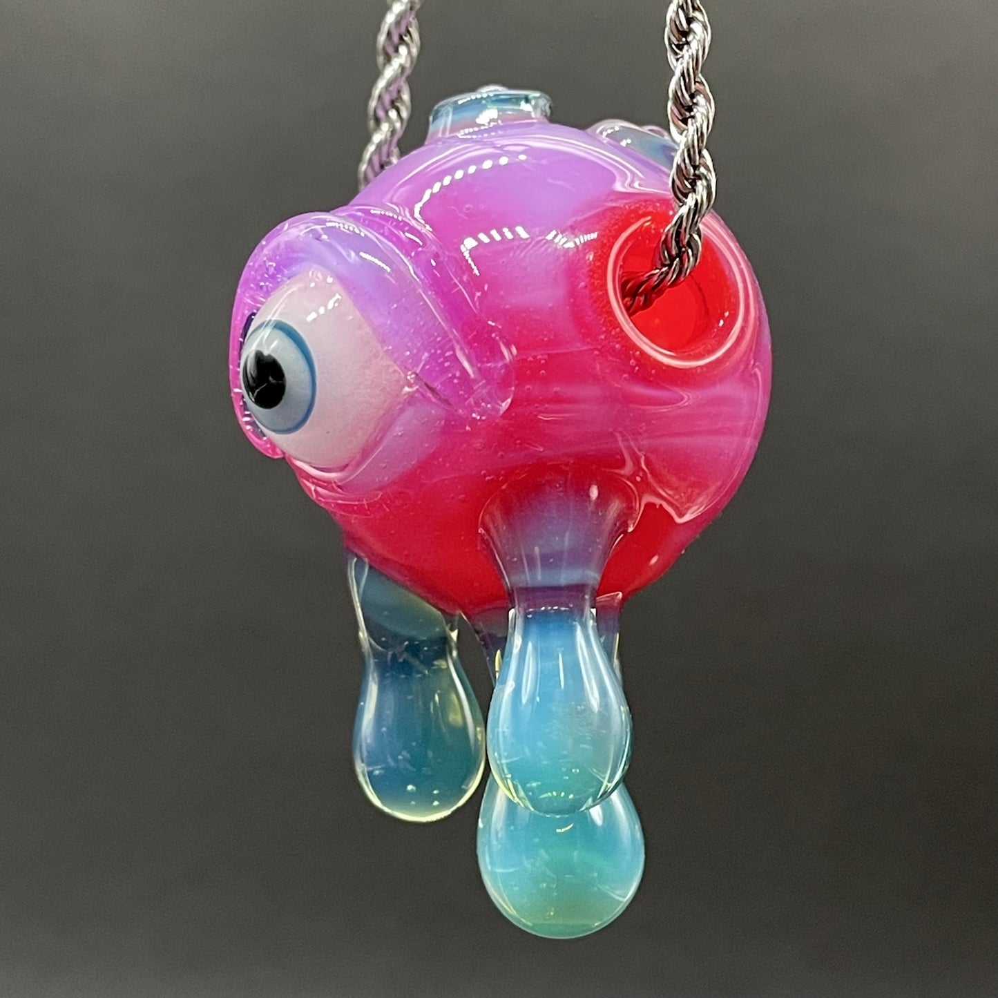 Drippy cyclops glass pendant hand blown glass art - Leviathan Glass