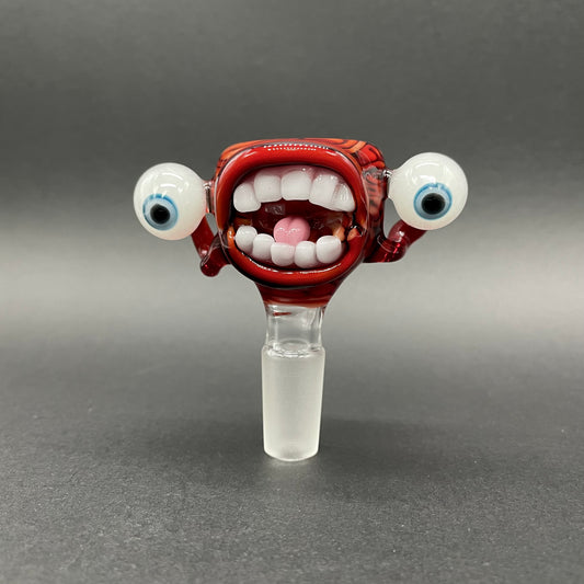 Hand-blown glass 14mm 3 Hole Brain Slide by Leviathan Glass