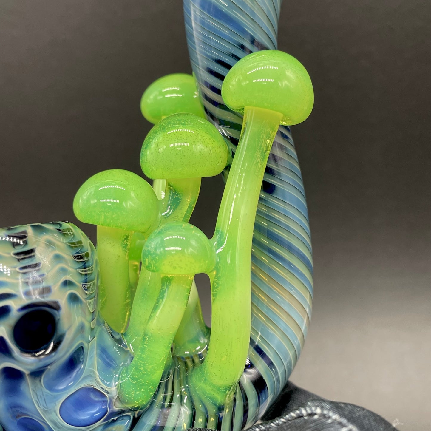 Slime Green Mushroom Sherlock glass art - premium handcrafted piece