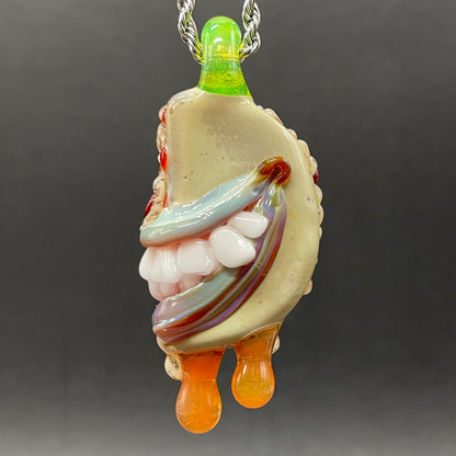 Two halves of one pizza friendship necklace
