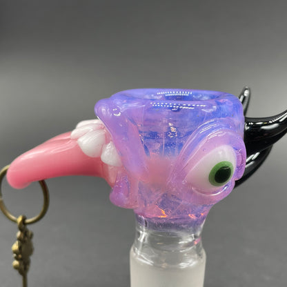 Hand-blown 18mm 4 hole Pierced tongue slide - Leviathan Glass original