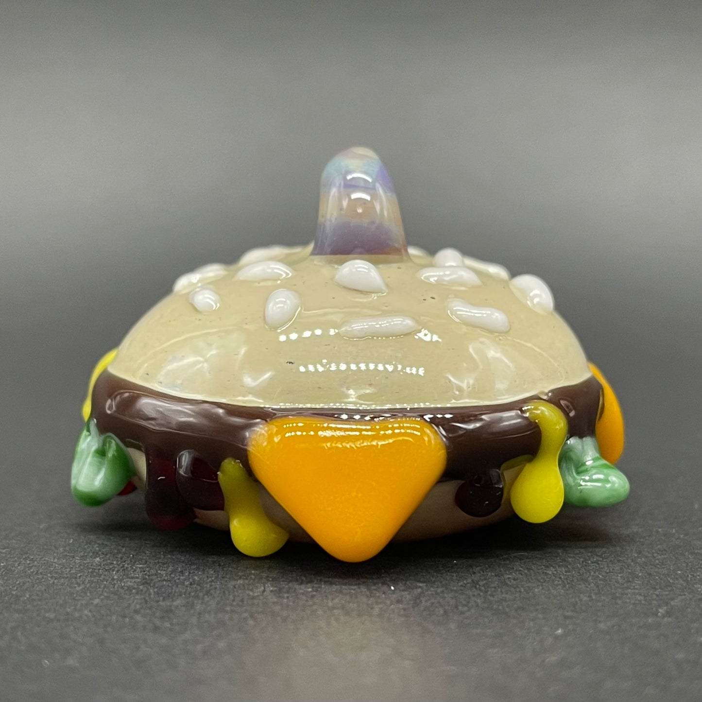 Premium Glass Cheeseburger pendant - collectible glass art