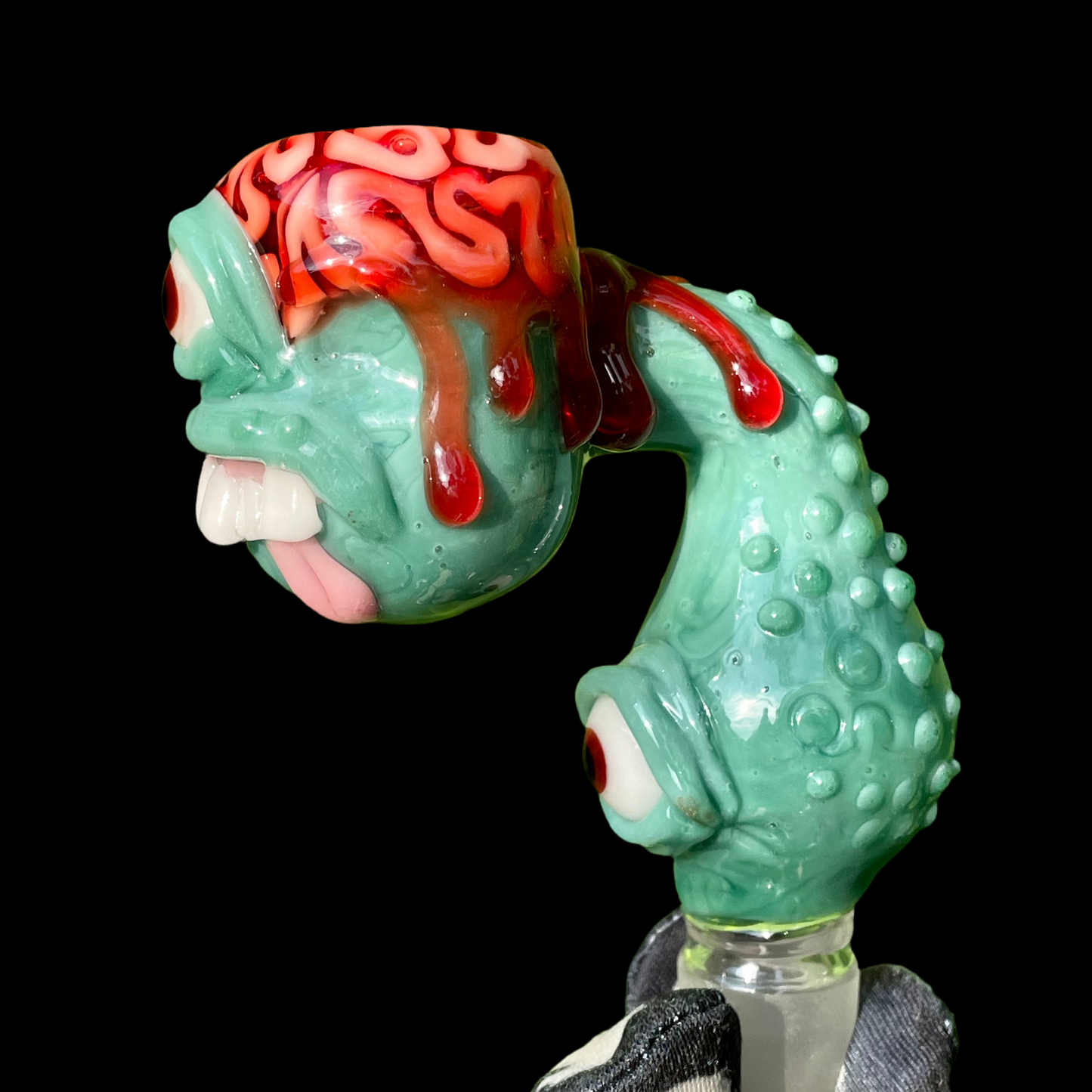 Hand-blown glass 18mm single hole Brainless bob slide by Leviathan Glass